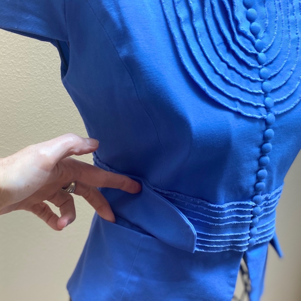 SOLD NWOT BCBG Max Azria Blue Cap Slv Button Blazer XS - Picture 7 of 10